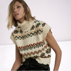 Fab'ric Wool Blend Chunky Knit Oversized Poncho Sweater Vest Size M/L